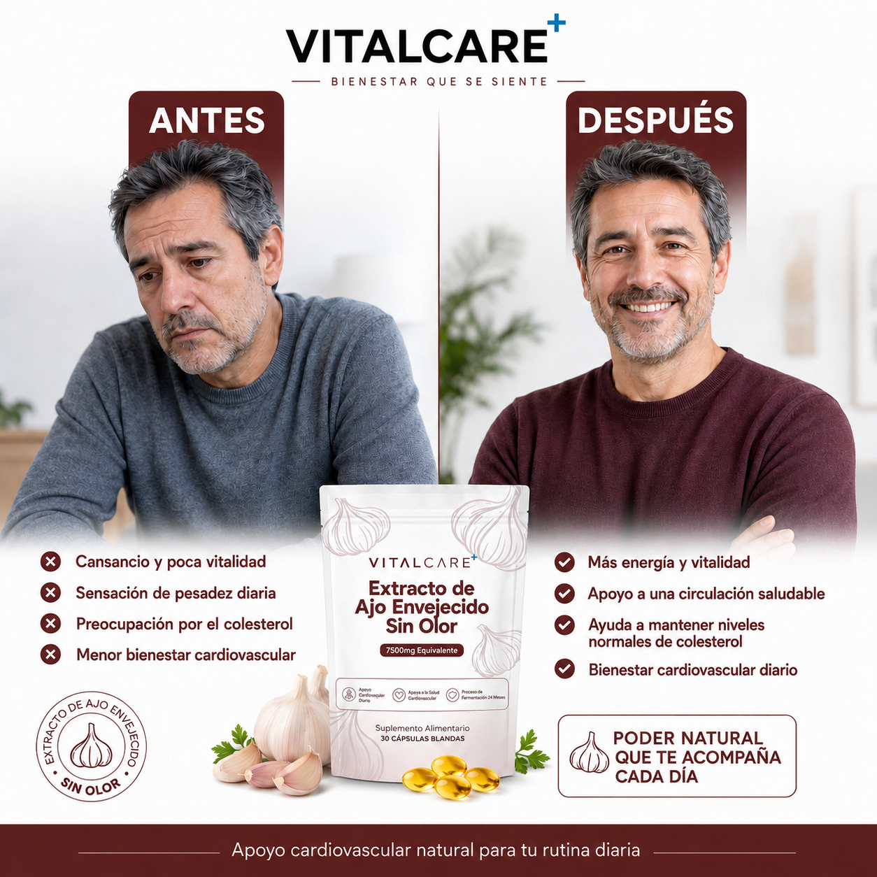 VitalCare Ajo Envejecido 24 Meses — Baja y estabiliza tu presión y colesterol naturalmente